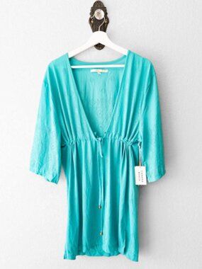 NWT Cabana Beach Turquoise Swim Coverup Dress Medium Beach Resort MSRP $48